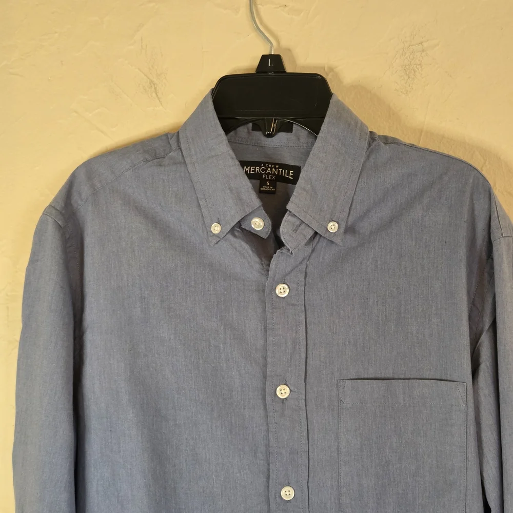J.Crew Mercantile Flex Slim Blue Button-Down Shirt Size S